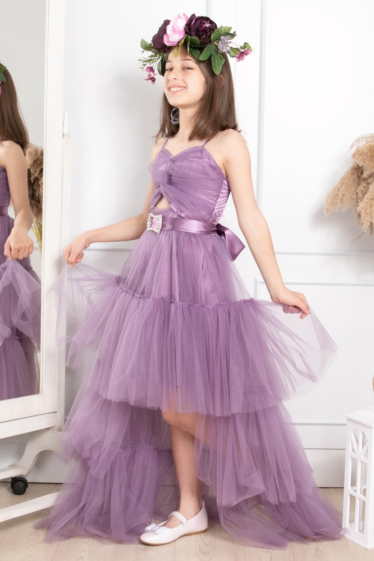 TAŞ DETAYLI TÜL ABİYEMDV316-LİLAModaviki