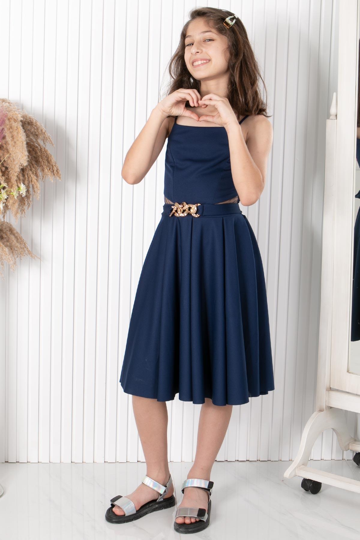 9-14 YAŞ ZİNCİR KEMERLİ ABİYEMDV318-LACİVERTModaviki