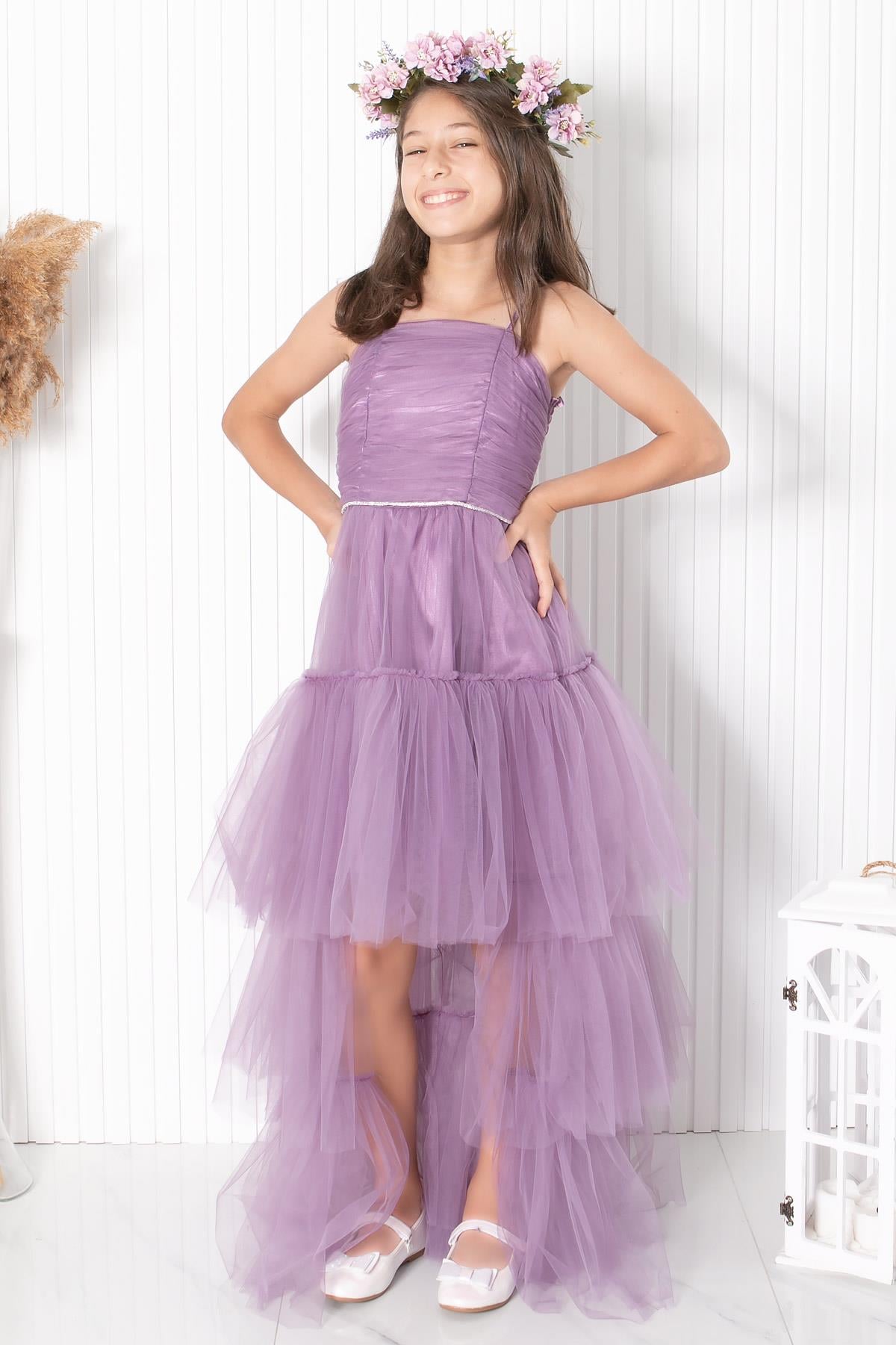 TAŞ İŞLEMELİ TÜL ABİYEMDV328-LİLAModaviki