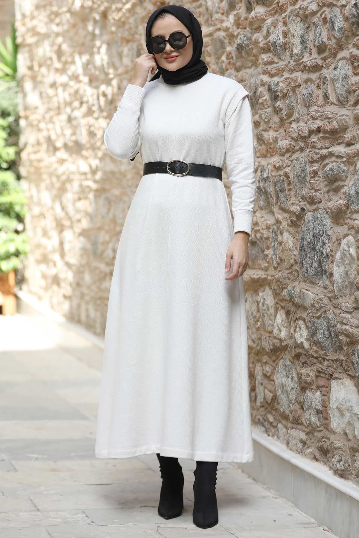 EFNAN TRİKO ELBİSE ST34-EKRUSeda Tiryaki