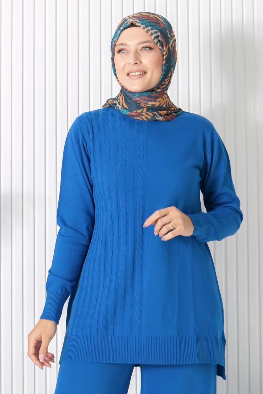 ÖRGÜ DESENLİ TRİKO KAZAKT28-İNDİGOFahima Elite