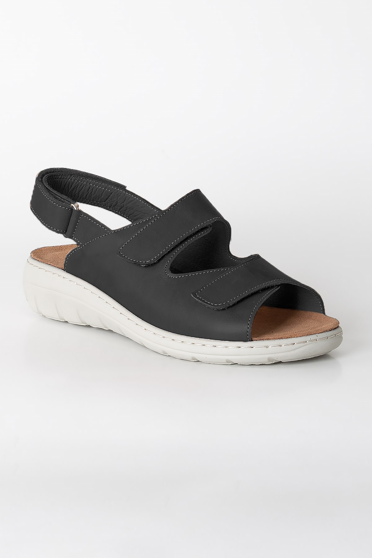 Sandales Anatomiques En Cuir Véritable Noir ZND2164