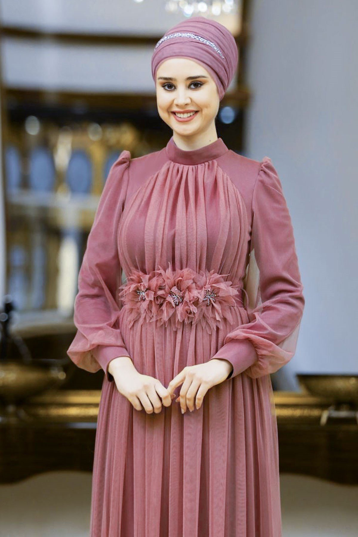 Robe de soiree fleurie Orange SN38
