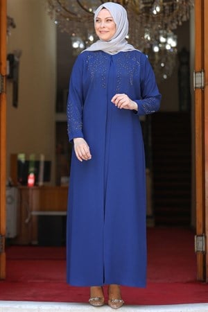 Evening Dress Indigo Blue FHM762AMH762-İNDİGOAmine Hüma