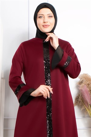 Tunic - Pants - Poly Cotton - Unlined - Crew Neck - Plum - FHM529FHM529-MÜRDÜMFahima