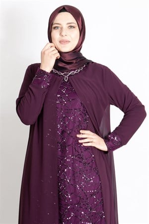 KOLYE ŞİFON DETAYLI ABİYEMDA2218-MÜRDÜMMDA