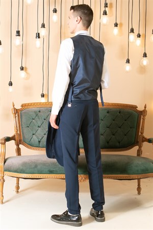 Pants - Vest - Jacket - 3 Piece Suit - Lined - Navy Dark Blue -  MDV101MDV101-LACİVERTModaviki