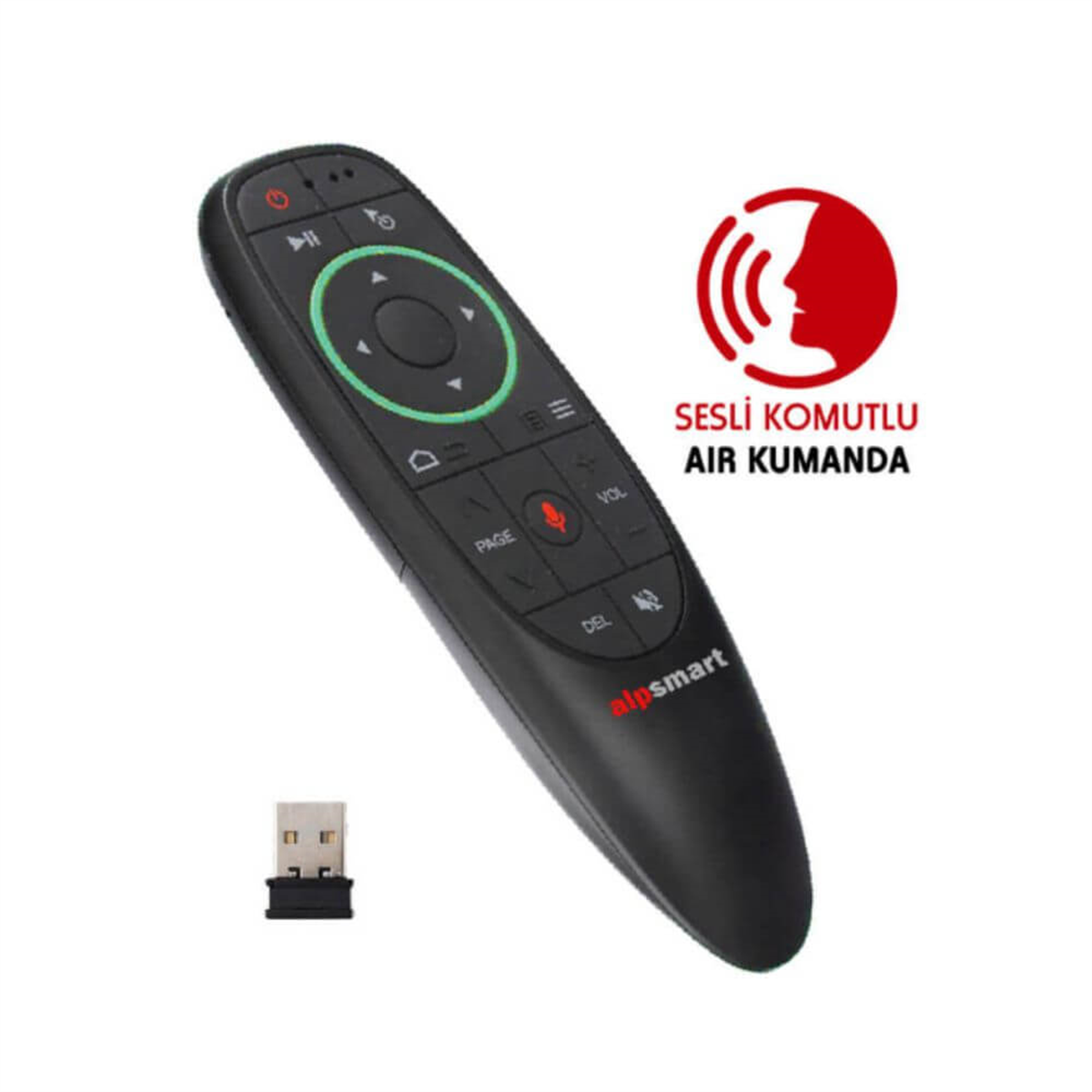 AlpsmartUydu Alıcısı KumandalarıAlpSmart AS-10X Ses Komutlu Kablosuz 2.4G Air Kumanda