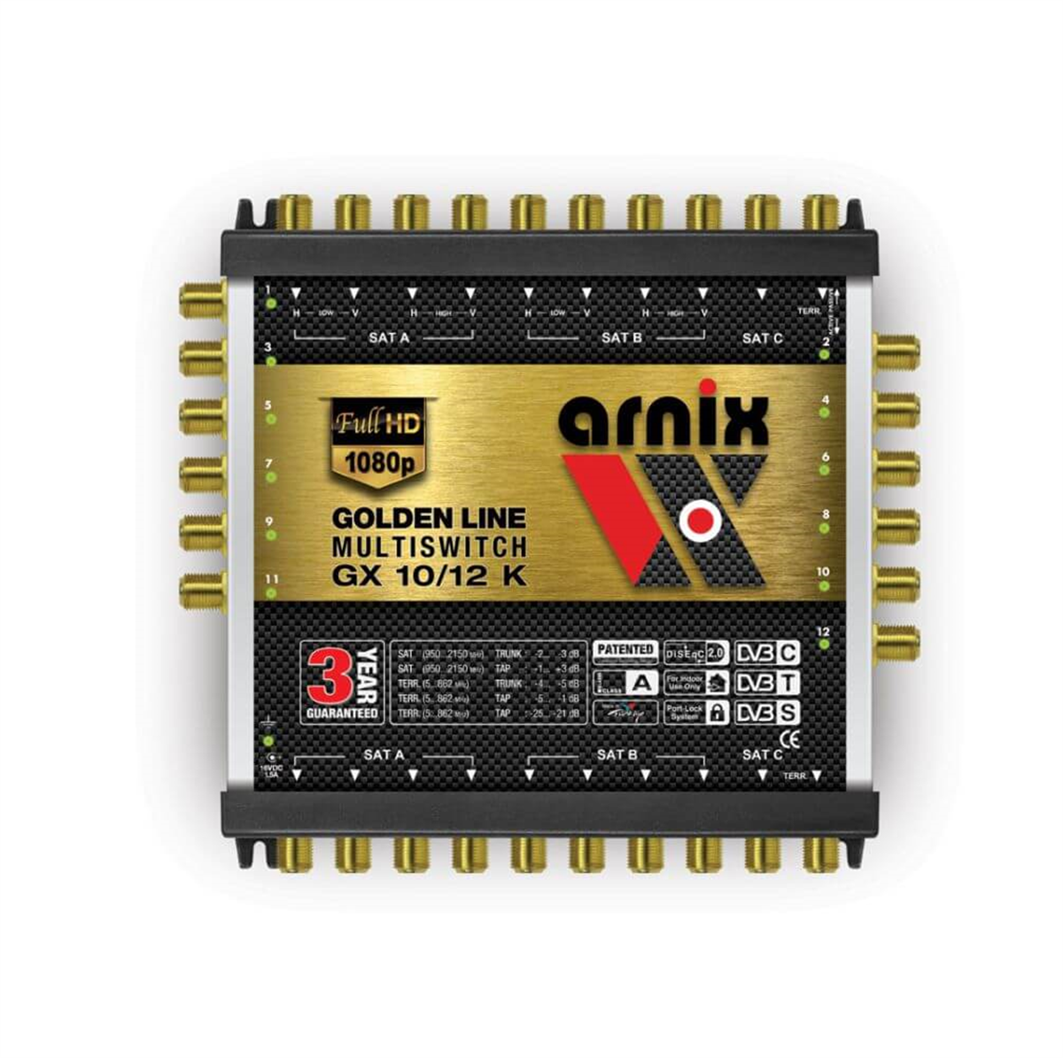 ArnixArnix (Santral) MultiswitchArnix Dual Sistem 10/12 Sonlu ve Kaskatlı Multiswitch Uydu Santrali