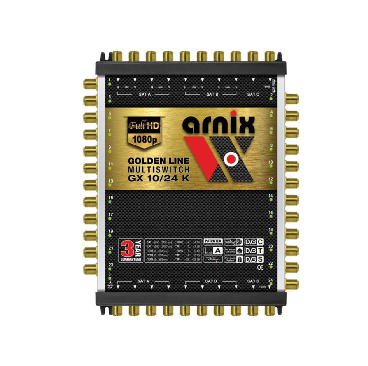 ArnixArnix (Santral) MultiswitchArnix Dual Sistem 10/24 Sonlu ve Kaskatlı Multiswitch Uydu Santrali