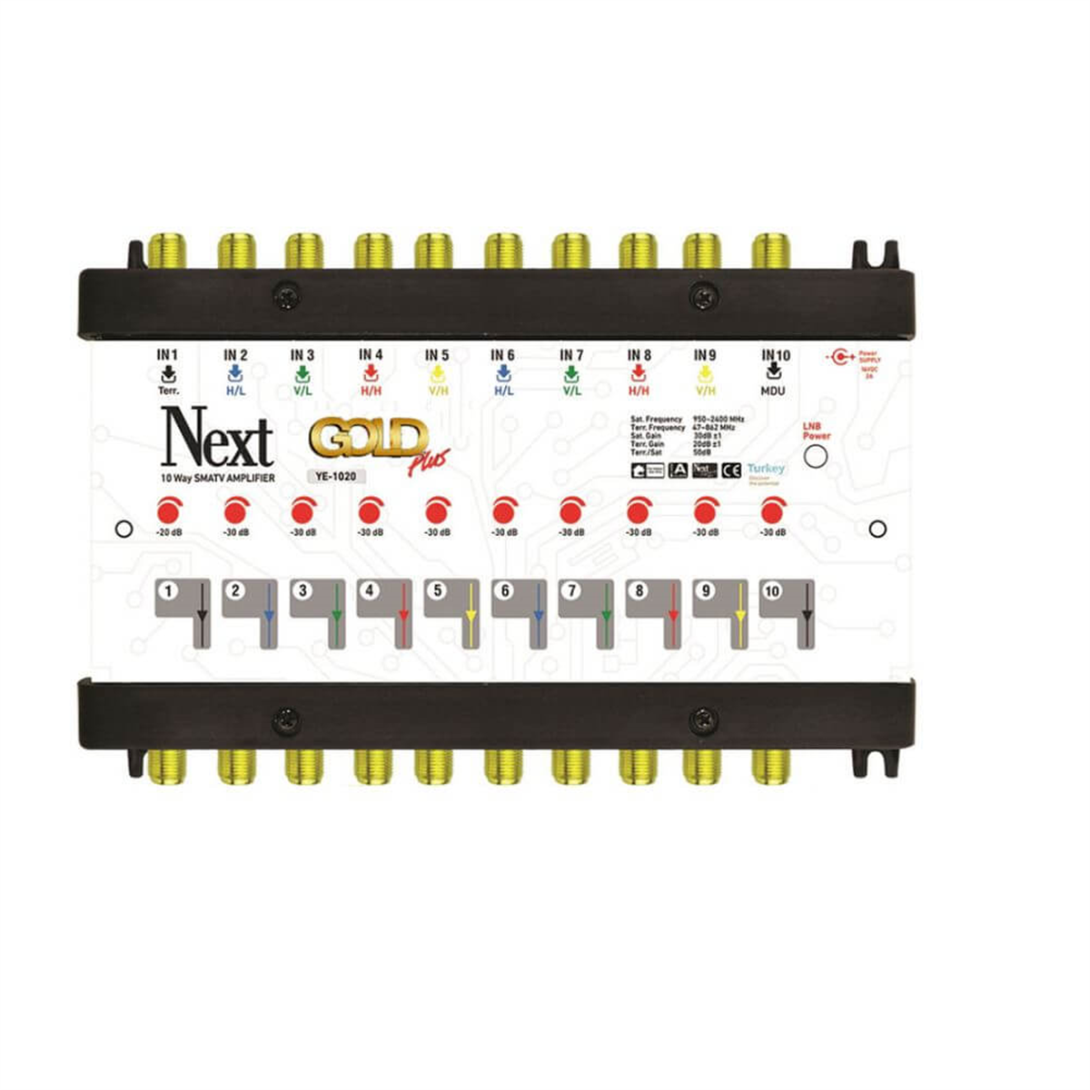 Next NextstarMultiSwitch AmplifierNext Ye-1020 10/10 Merkezi Uydu Sistem  Santrali Yükselticisi