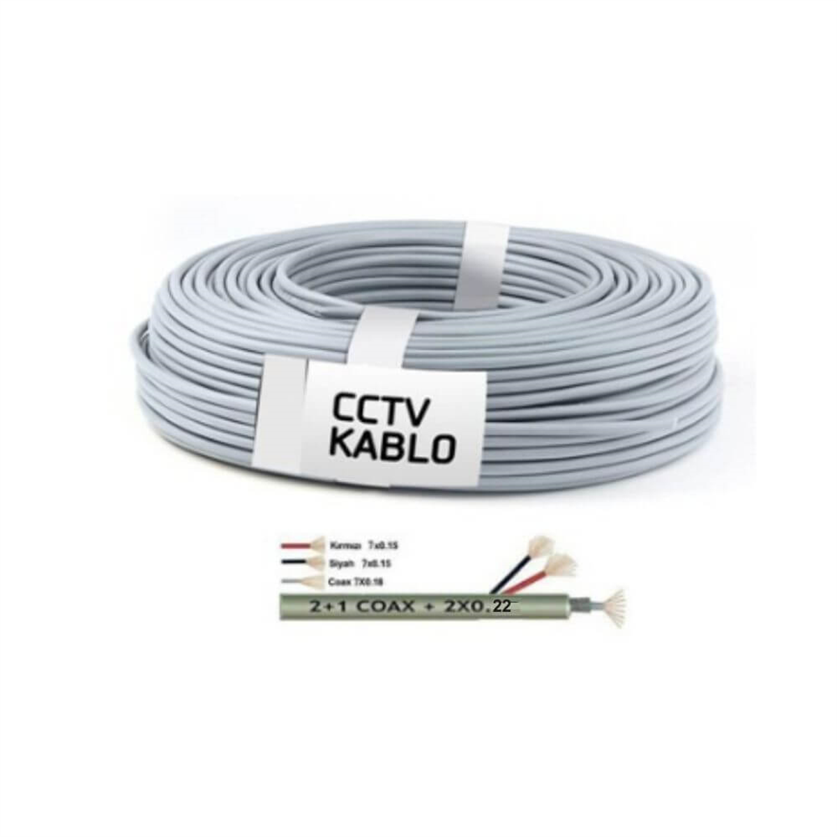 WellcamKamera KablolarıWellcam 100 Mt 2+1 CCTV Kamera Kablosu