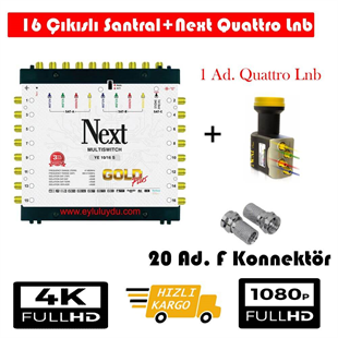 Next NextstarMerkezi Uydu Sistemi SetleriNext 10/16 Sonlu Santral+1 Ad. Qattro Lnb+20 Ad. F Konnektör 