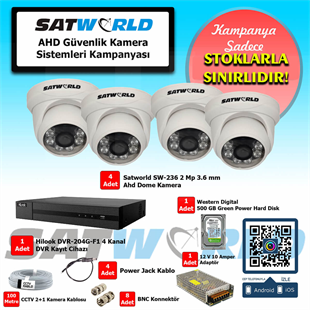 SatworldGüvenlik Kamera SetleriSatworld 2 mp Dome Kamera Ahd Güvenlik Sistem Seti