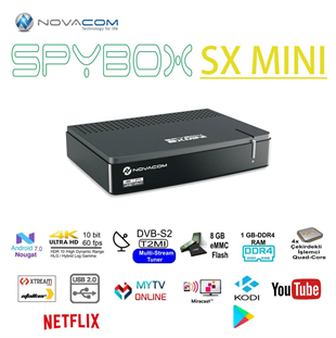 SpyboxSpybox Uydu AlıcılarıNovacom Spybox Sx Mini Android 4K Uydu Alıcısı