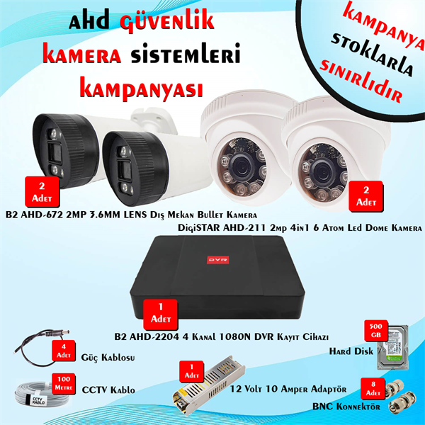 Ahd 4 Kamera 4 Kanal Güvenlik Kamera Setleri