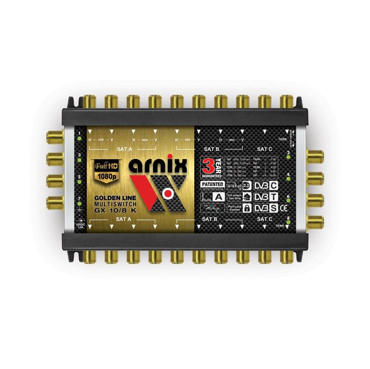 ArnixArnix (Santral) MultiswitchArnix Dual Sistem 10/8 Sonlu ve Kaskatlı Multiswitch Uydu Santrali