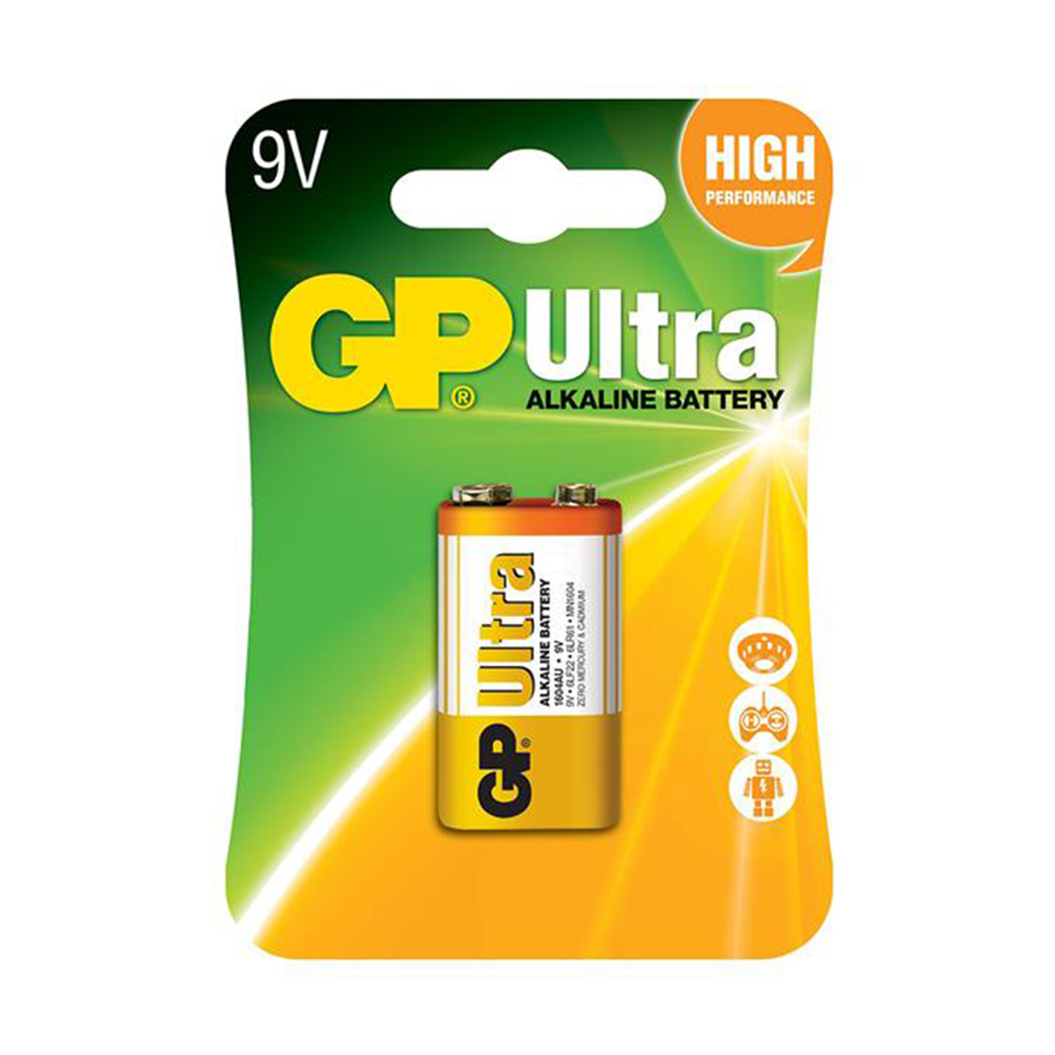 GPPil ve AkülerGP 1604AU-5TR1 Ultra Alkalin 9 Volt Tekli Pil (6LF22/6LR61/6LP3146/MN1604)