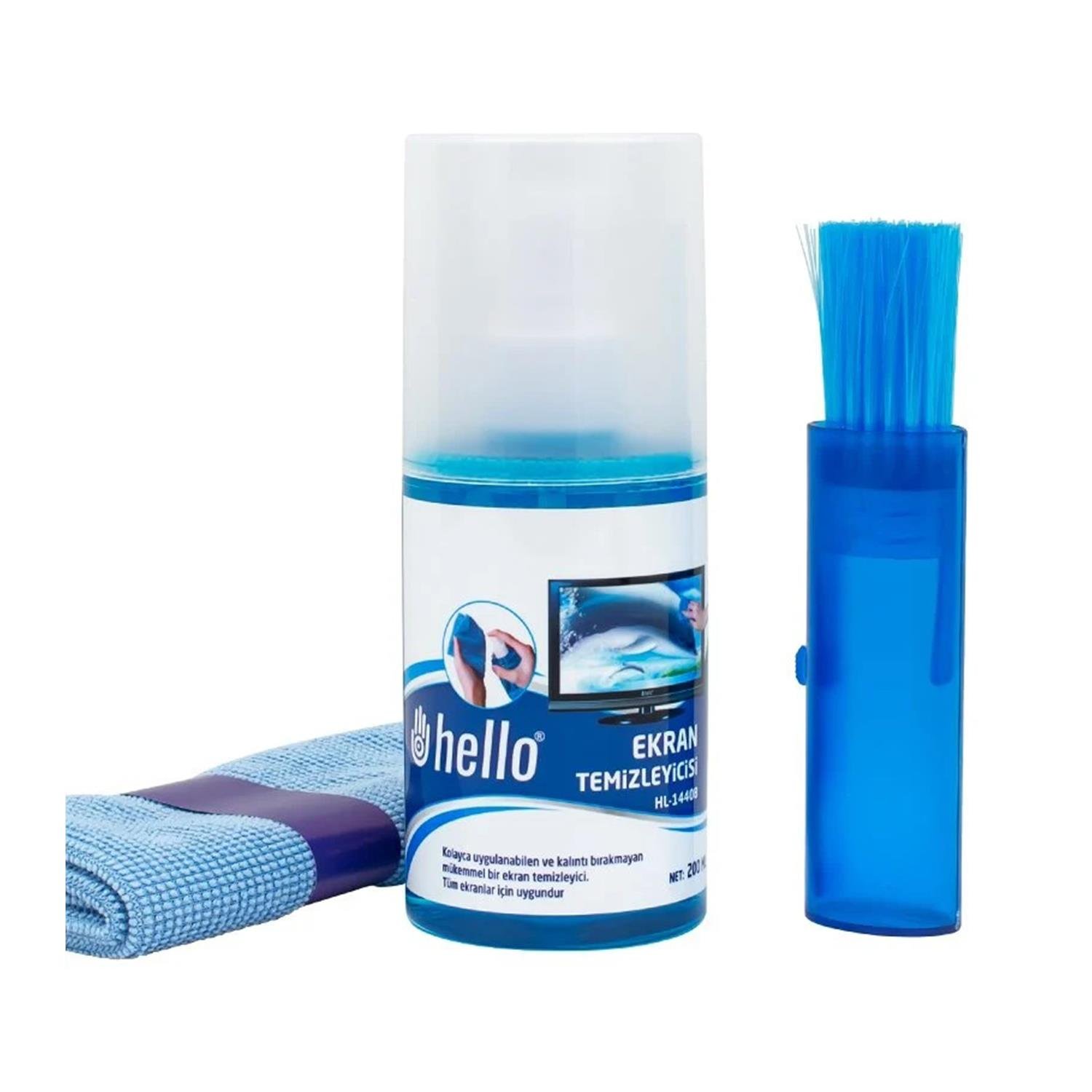 HelloTÜKETİCİ ELEKTRONİĞİHello HL-14408 Sprey + Fiber Bez + Fırça 200 Ml. Lcd Ekran Temizleme Seti