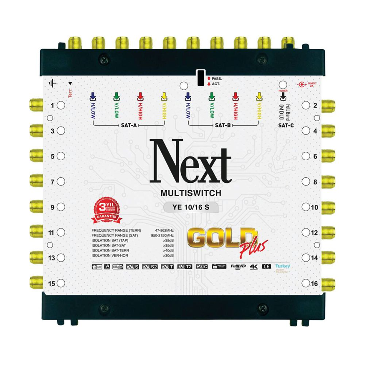Next 10/16 Sonlu Gold Plus Multiswitch Uydu Santrali