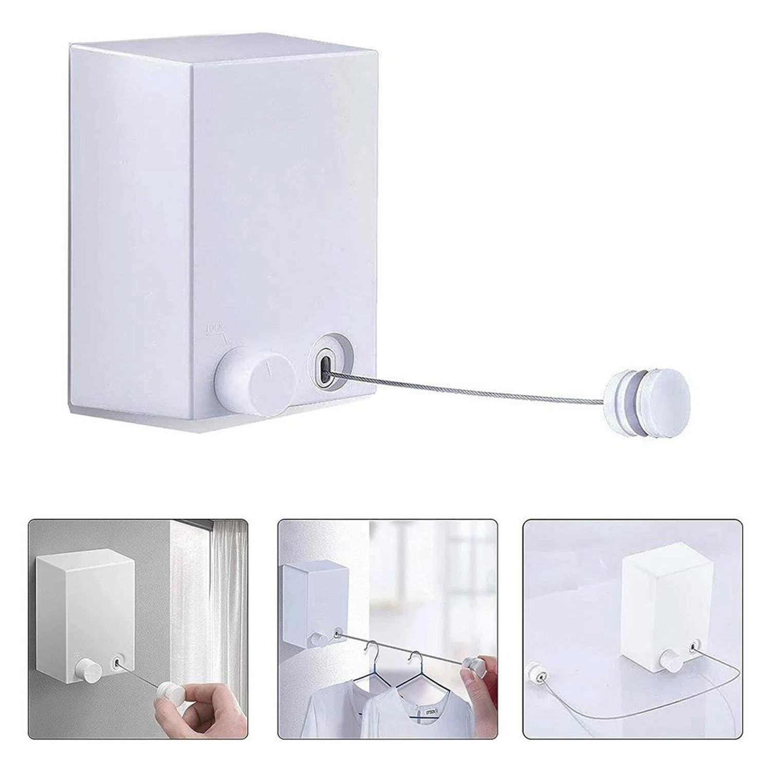 SunupEv ve YaşamSunup SN-22743 Ayarlanabilir Paslanmaz Çelik Halatlı Geri Çekilebilir Askılık