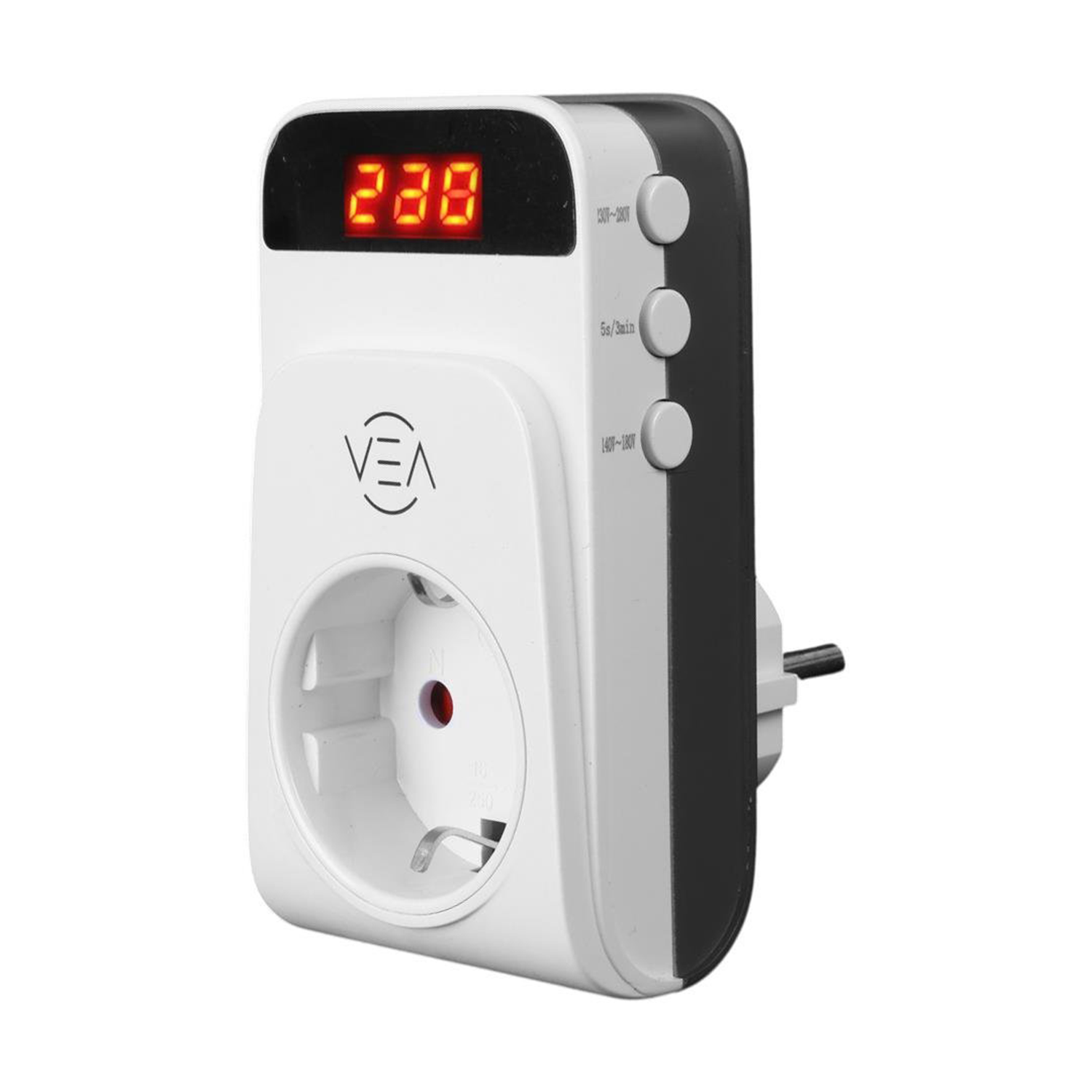 VeaAkım Korumalı PrizlerVea VE-25530 15A 3520W Tekli Dijital Göstergeli Akım Korumalı Priz Aşırı Yüksek Gerilim