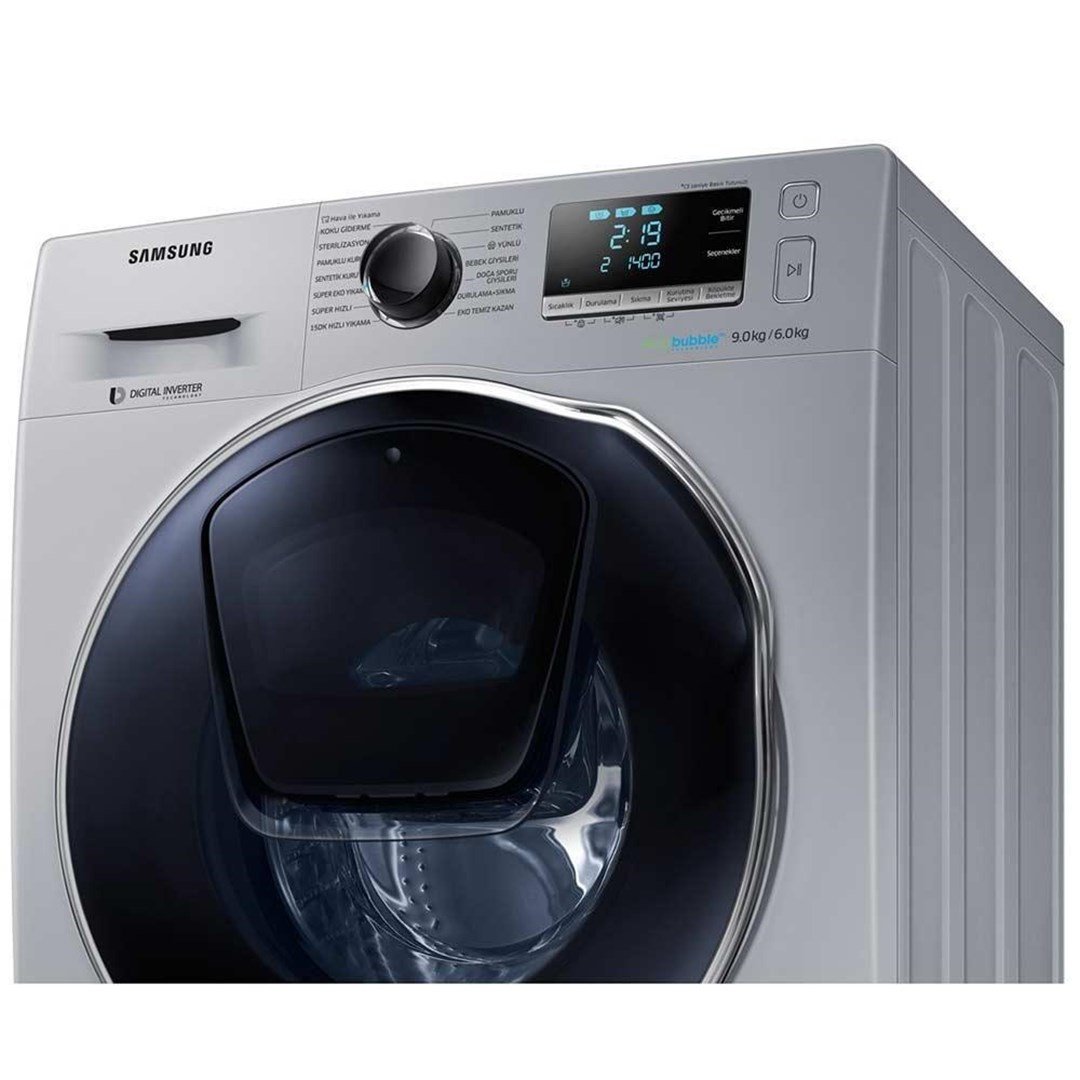 Samsung WD90K6B10OS/AH A Sınıfı 9 Kg Yıkama 6 Kg Kurutma 1400 Devir Kurutmalı  Çamaşır Makinesi Inox