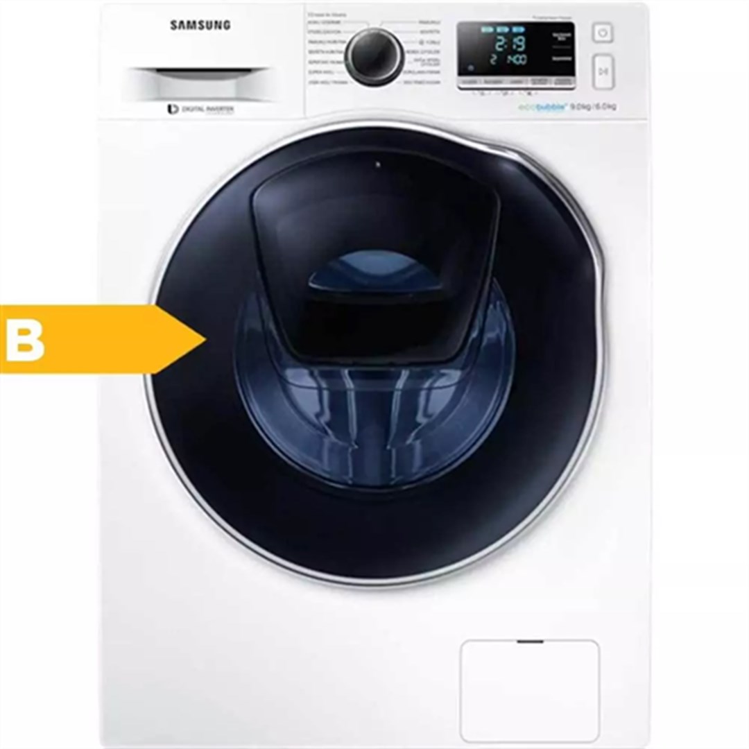 WD90K6B10OW/AH Samsung WD90K6B10OW/AH AddWash 9 kg/6 kg 1400 Devir Kurutmalı Çamaşır Makinesi Beyaz