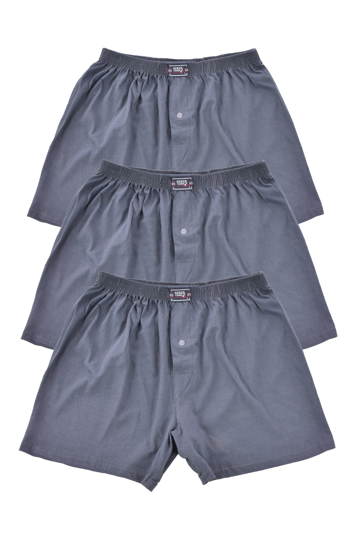 3 Adet Erkek 0008 Pamuklu Düğmeli Boxer Short