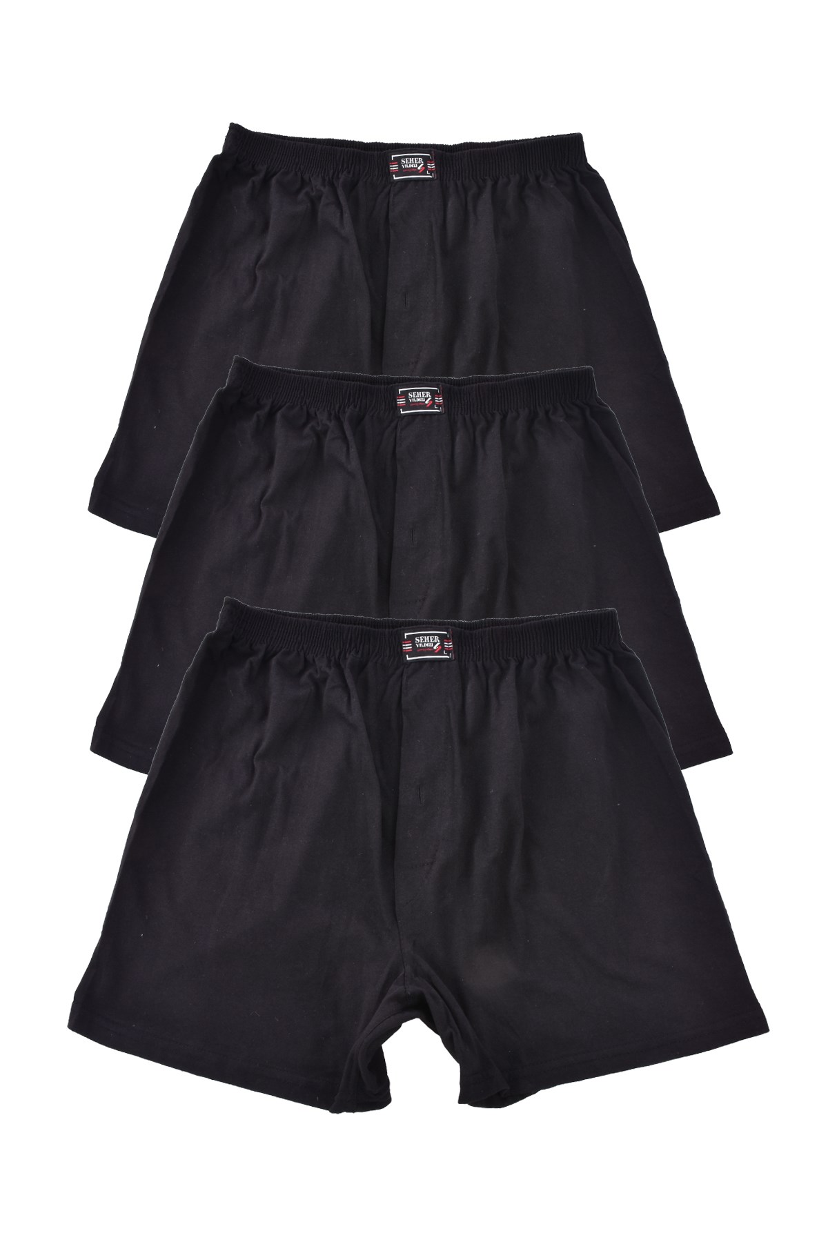 3 Adet Erkek 0008 Pamuklu Düğmeli Boxer Short