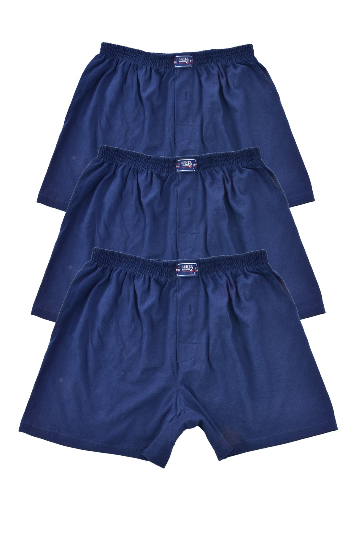 3 Adet Erkek 0008 Pamuklu Düğmeli Boxer Short
