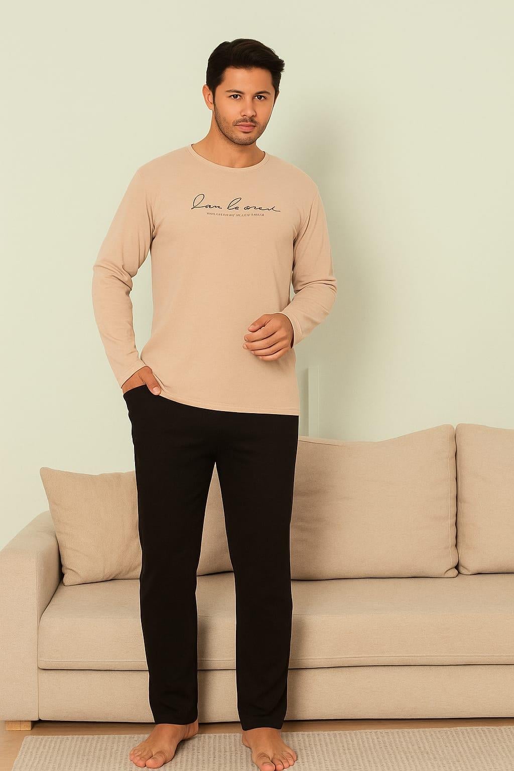 Erkek 1908 Uzun Kol % 100 Pamuk Pijama Takımı TAŞ