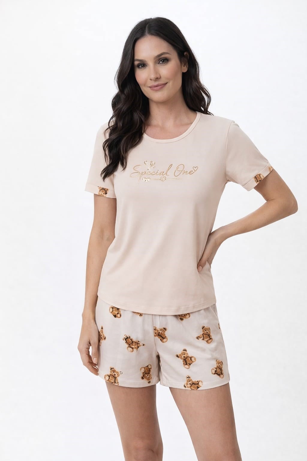 Kadın 01497 Kısa Kol Milan Şortlu Pijama Takımı