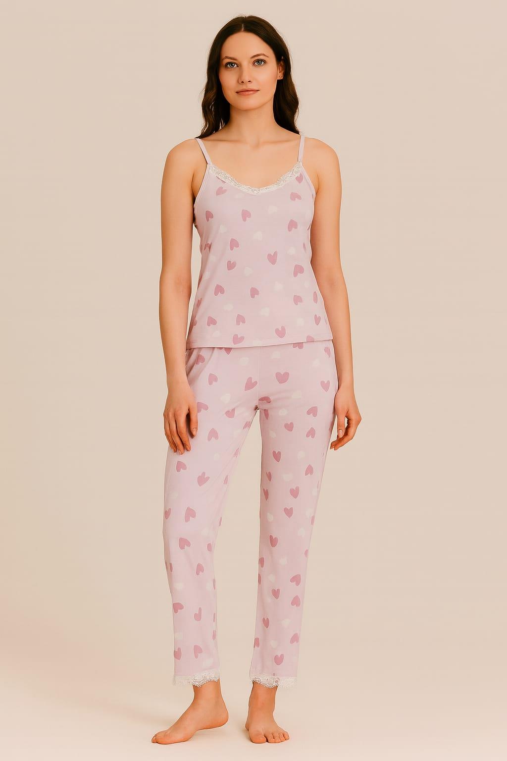 Kadın 20518 İp Askılı Pijama Takımı LİLA