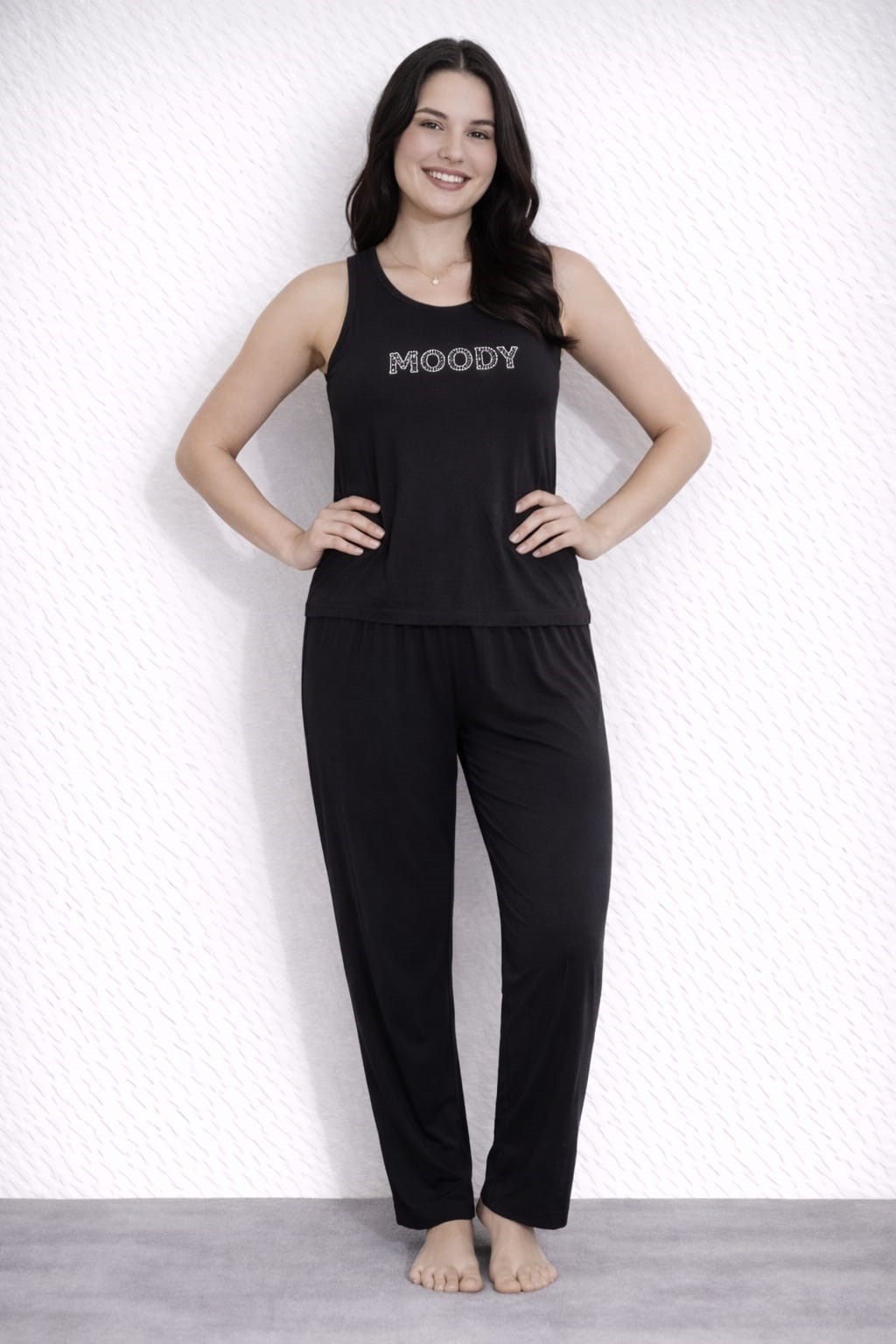 Kadın 20605 Kolsuz % 100 Pamuk Pijama Takımı
