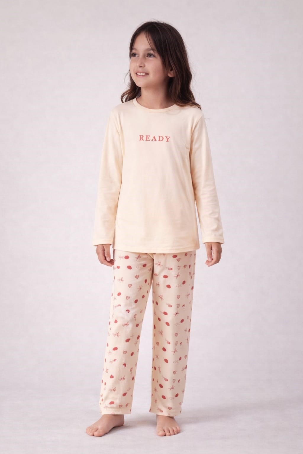 Kız Çocuk 15507 Uzun Kol % 100 Pamuk Pijama Takımı