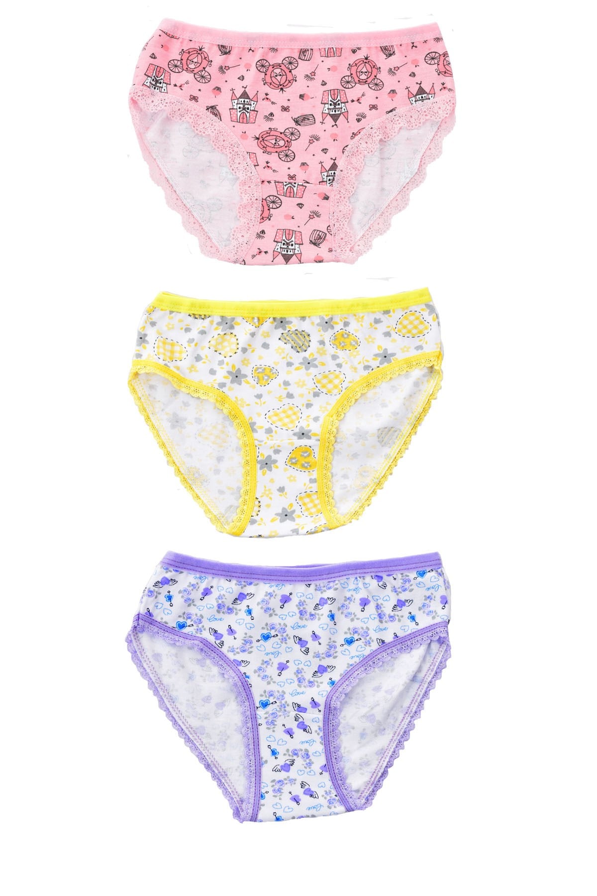 Kız Çocuk 840 Desenli 3'lü Slip