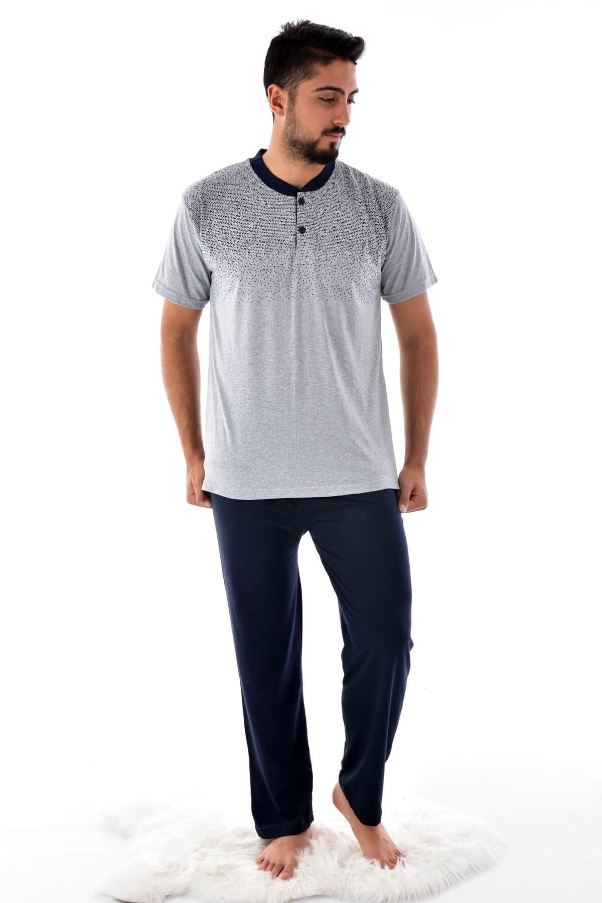 Rimoli Erkek Kısa Kol Süprem Pijama Takımı GRİ