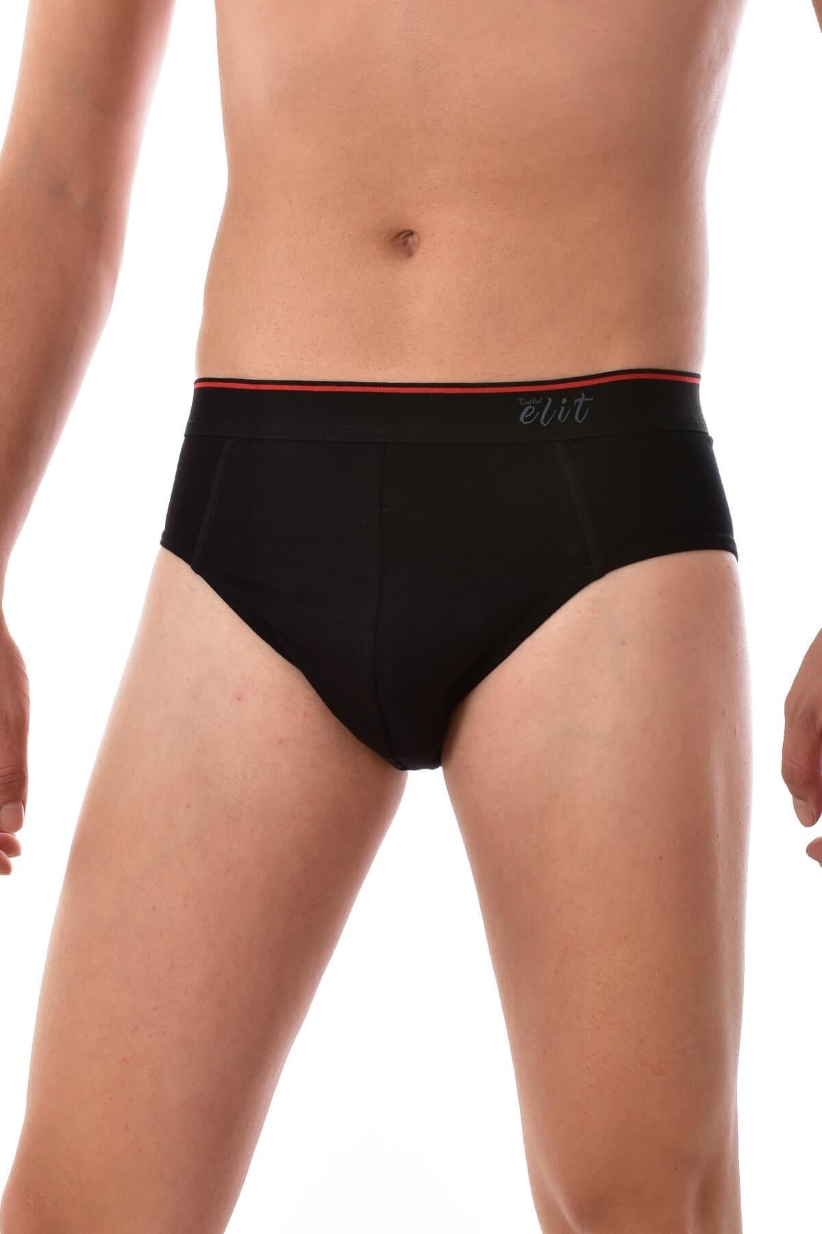 3 Adet Elit 1351 Likralı Kemerli Elasthan Erkek Slip SİYAH