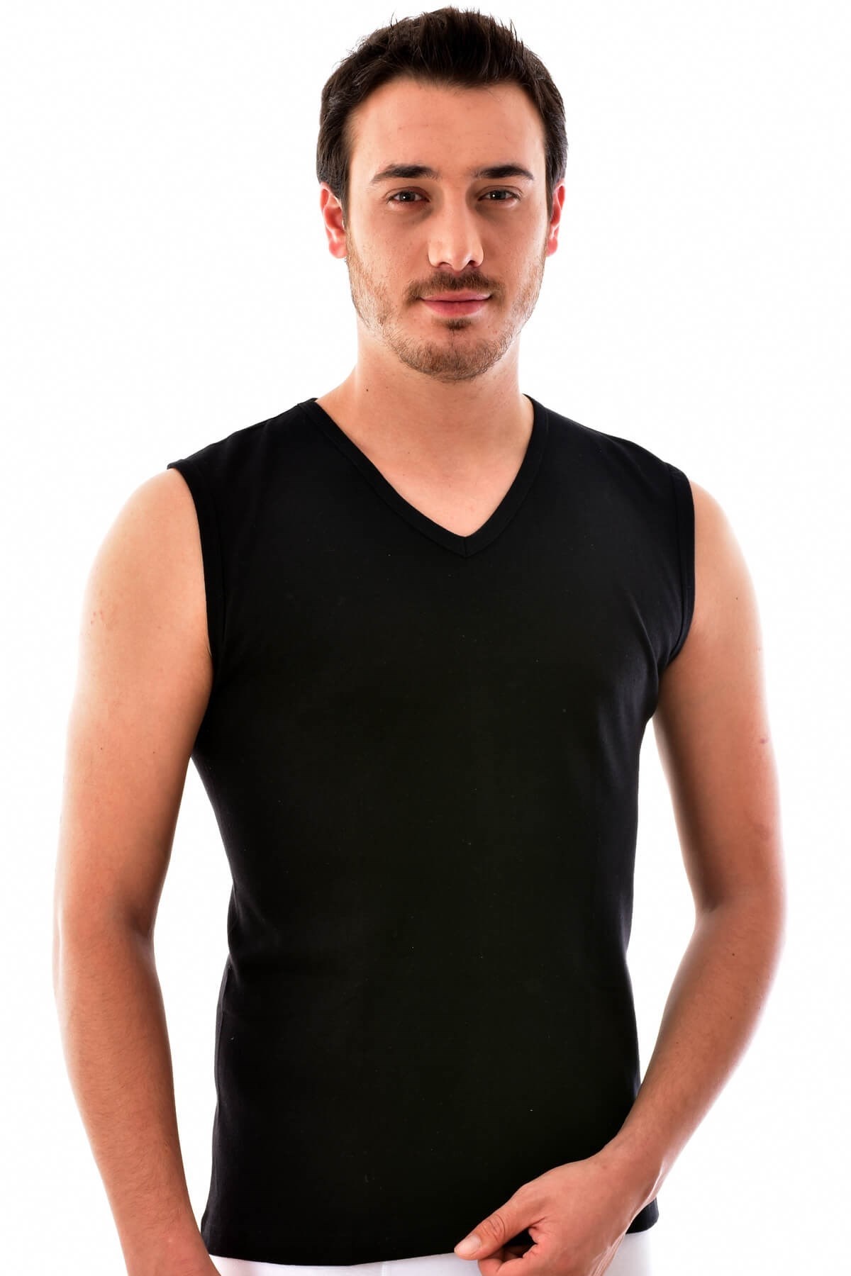 3 Adet Erkek Tutku 0401 V Yaka Pamuklu Atlet SİYAH