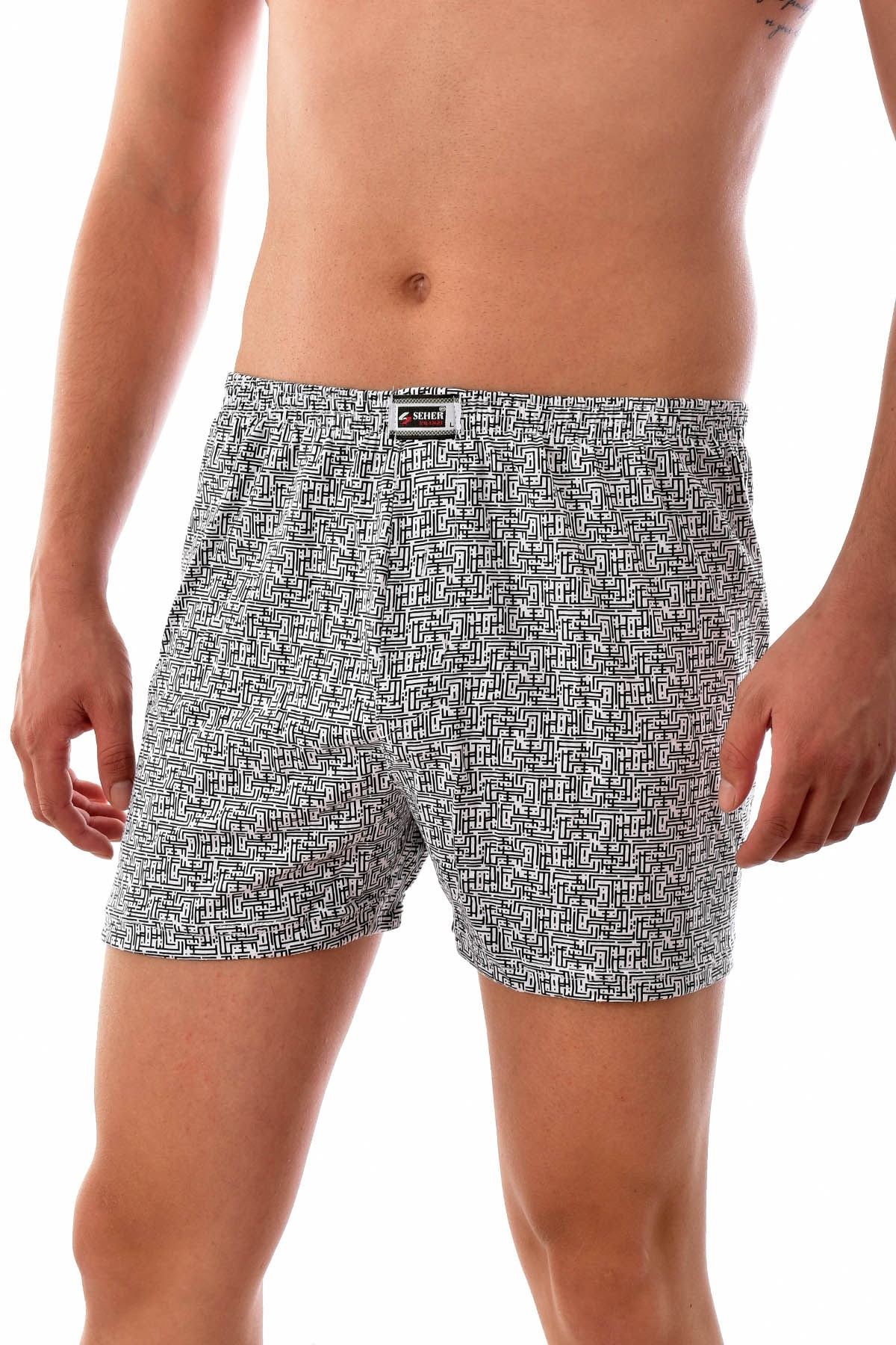 3 Adet Seher 0007  Erkek Pamuklu Desenli Asorti Boxer ASORTİ