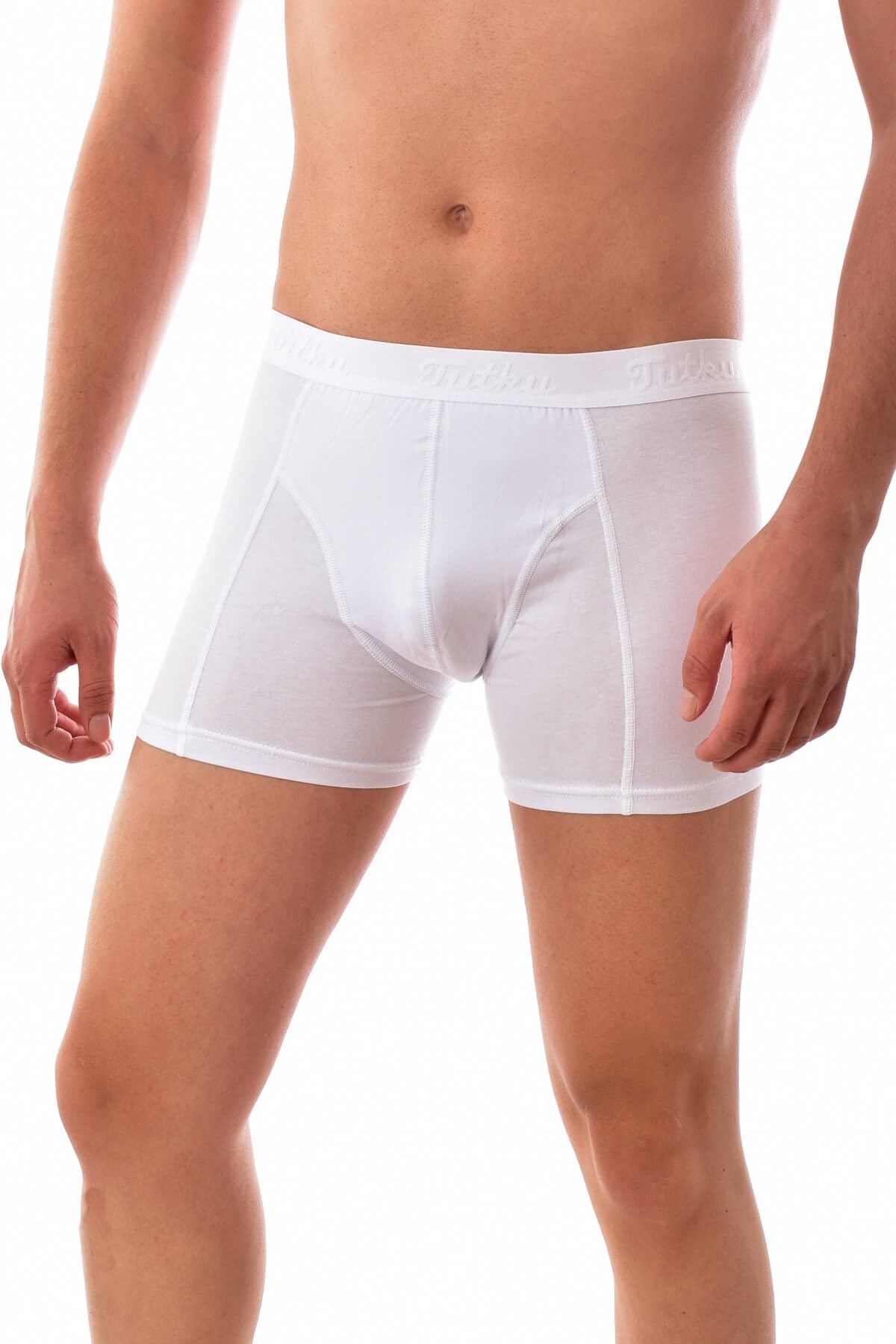 3 Adet Tutku 0114  Erkek Likralı Elastan Boxer BEYAZ