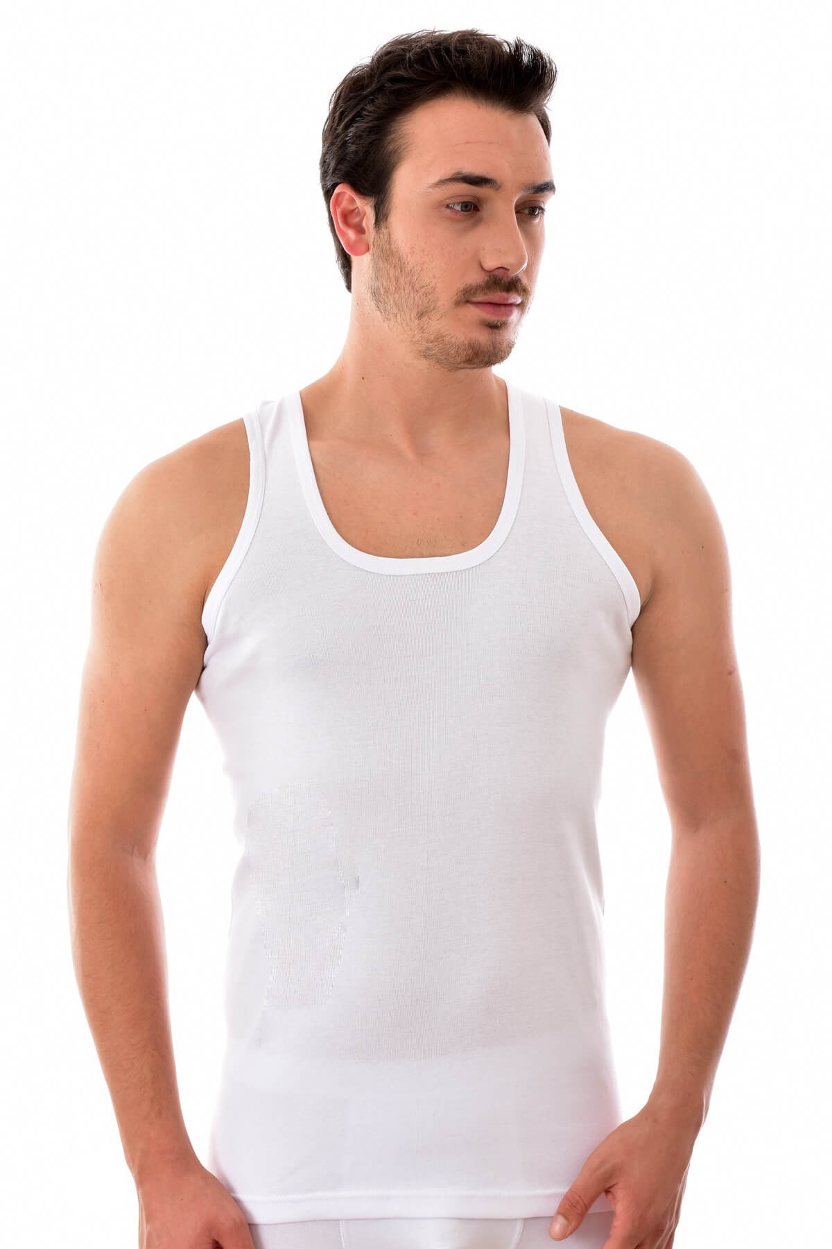 6 Adet Tutku 0102  Erkek Ribana Atlet BEYAZ