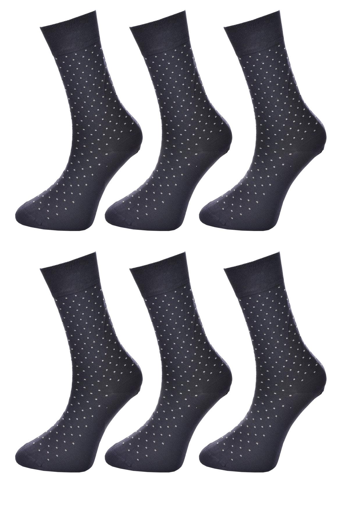 6 Çift Erkek Desenli Merserize Soket Çorap LACİVERT