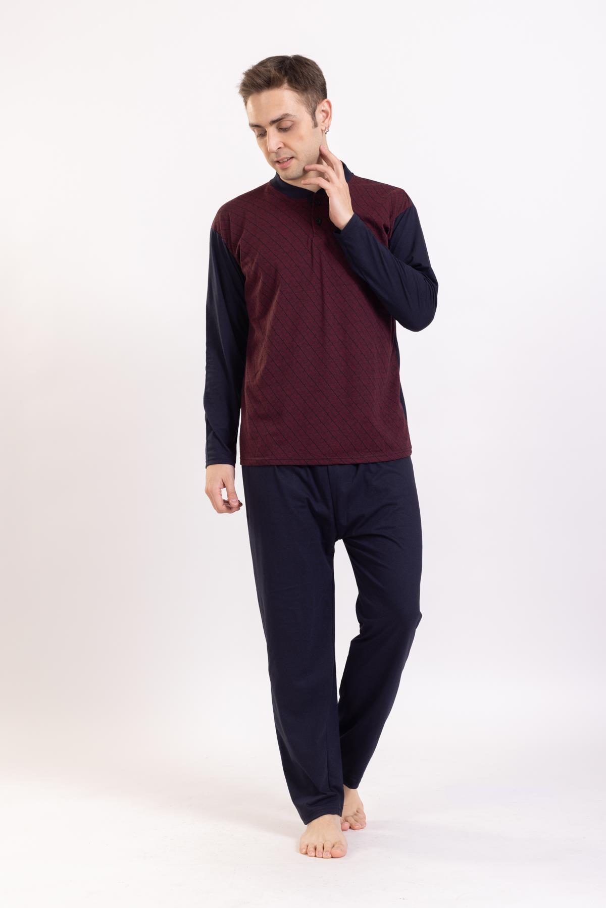 Erkek 1090 Uzun Kol Süprem Pijama Takımı BORDO