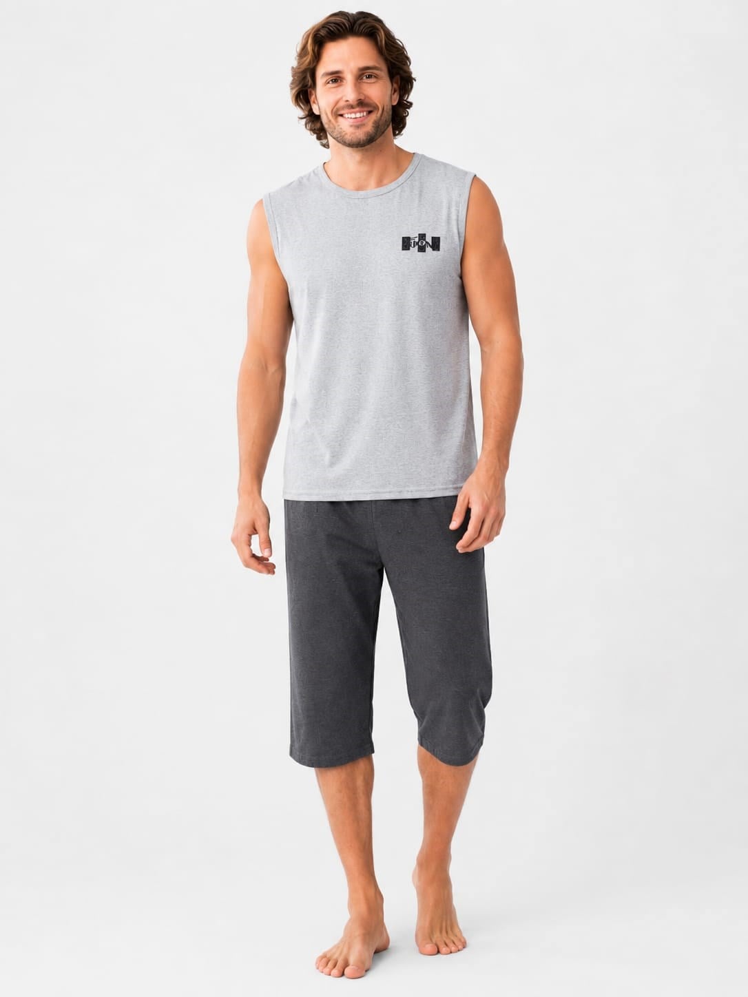Erkek 3042 Kolsuz Kapri Pijama Takımı