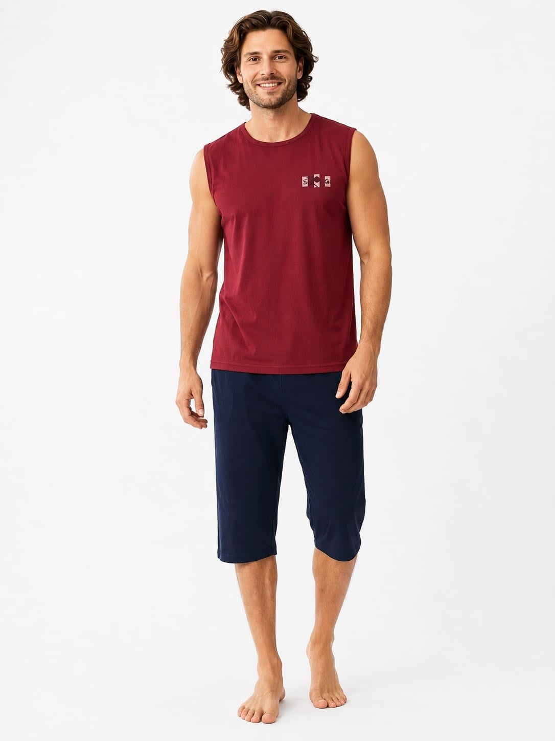 Erkek 3043  Kolsuz Kapri Pijama Takımı