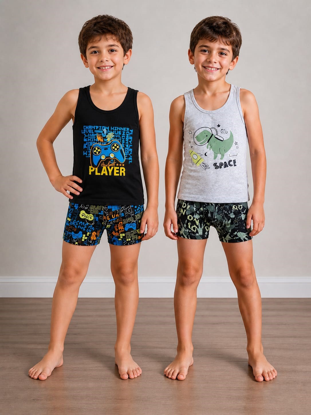 Erkek 64500-12 Cocuk 2'li Atlet Boxer Takım