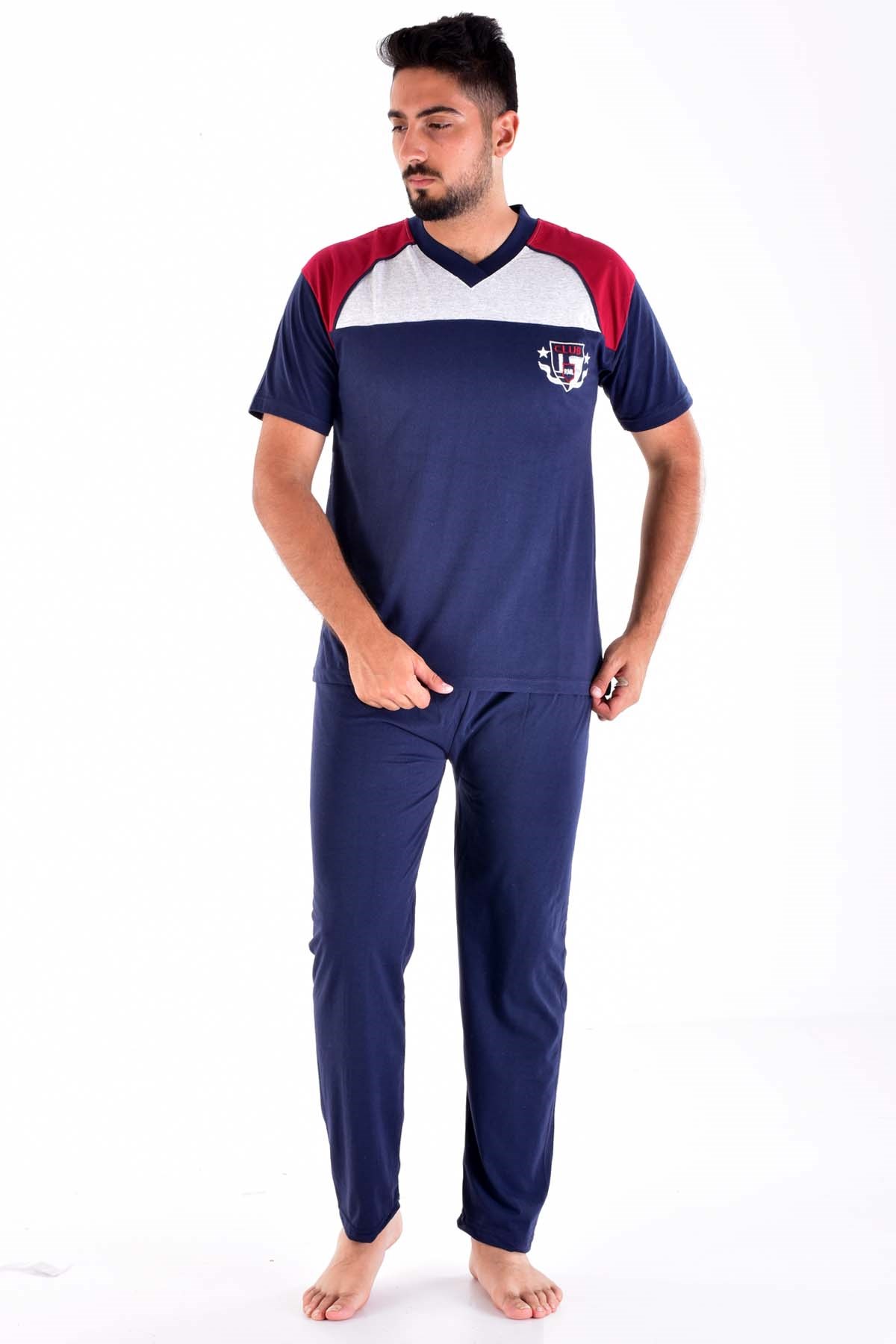 Erkek  865 Süprem Kısa Kol Pijama Takımı LACİVERT