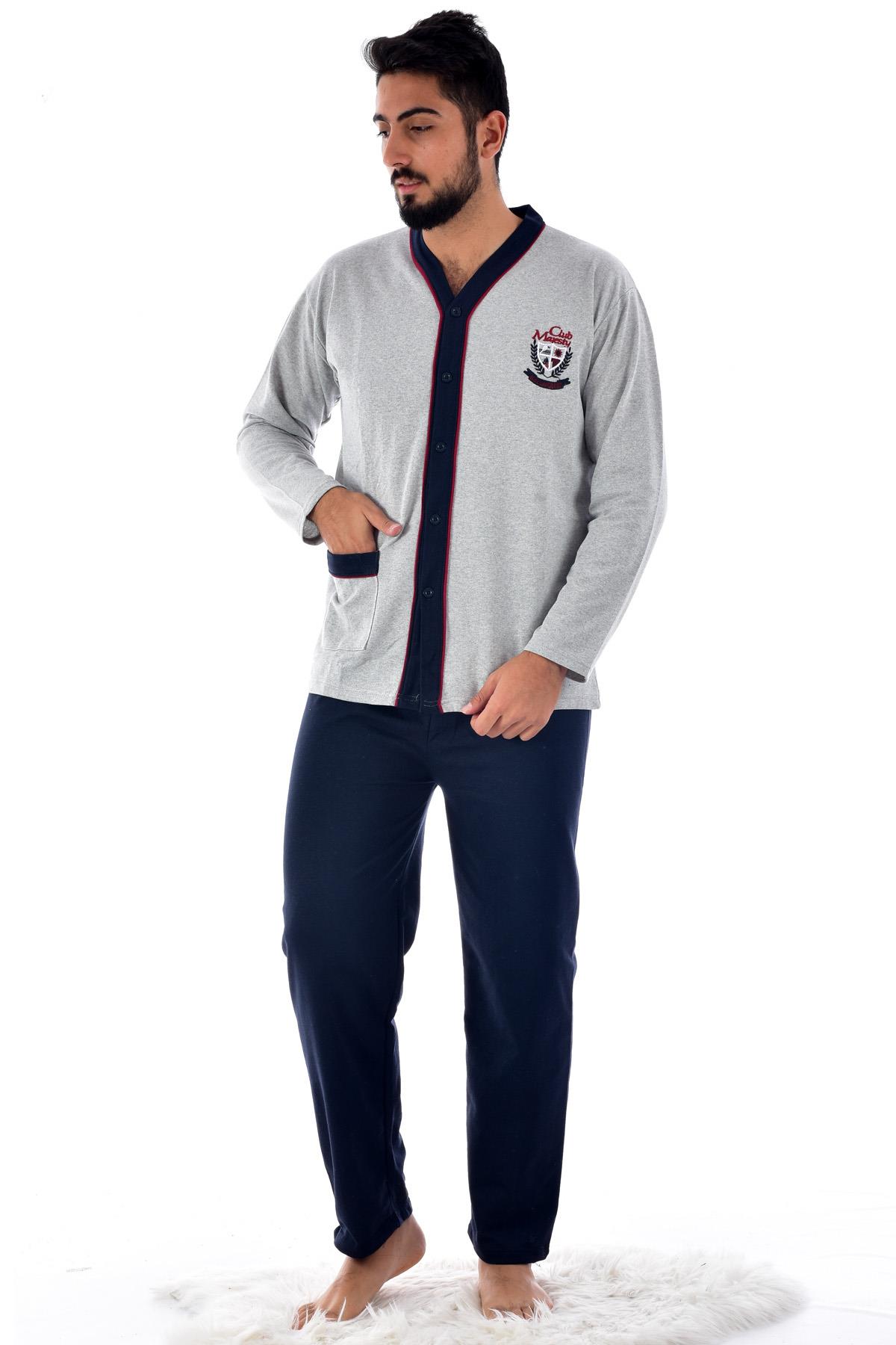 Erkek 960 Kışlık İnterlok Düğmeli  Pijama Takımı